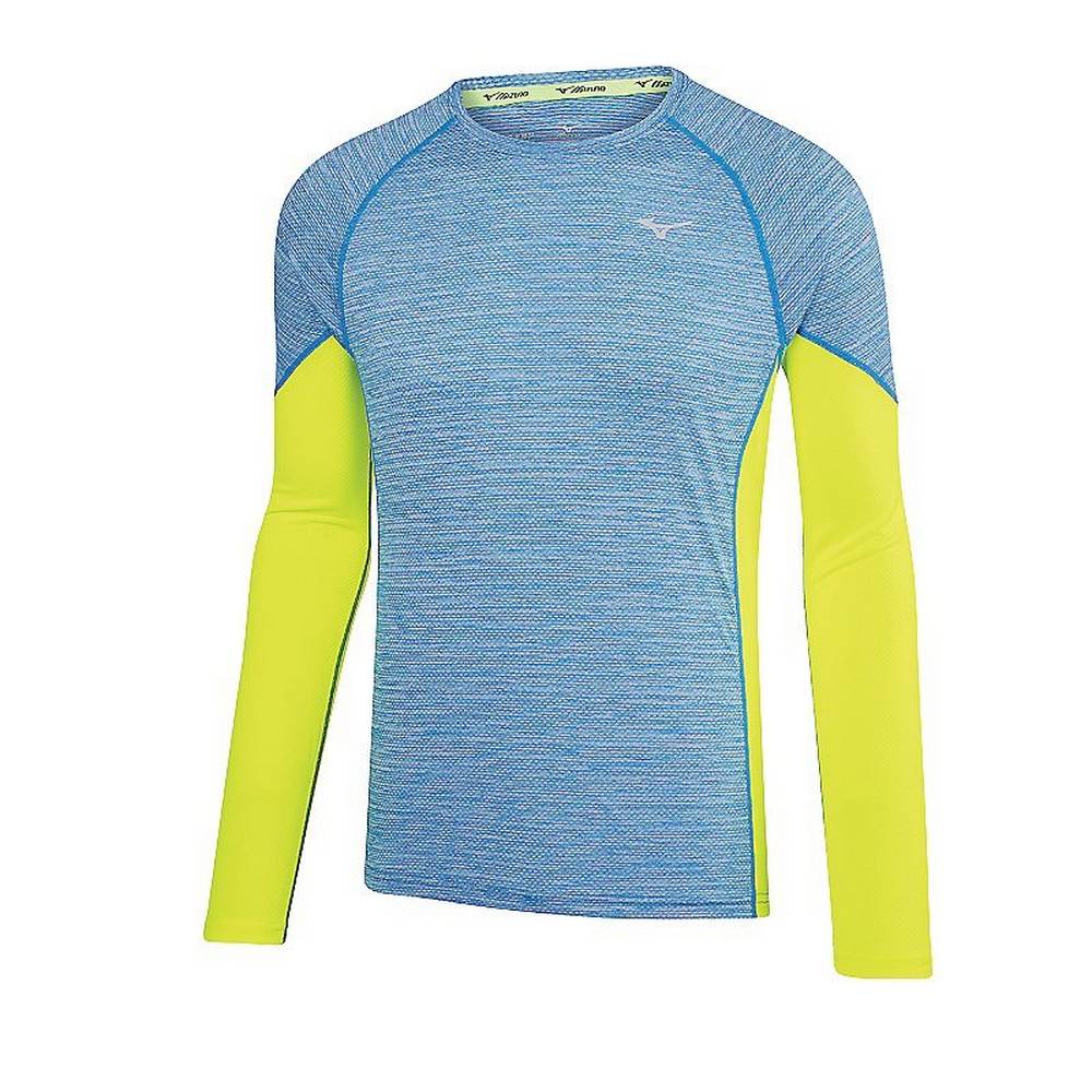 Mizuno Men's Alpha Long Sleeve Tops Blue/Yellow (421585-MNC)